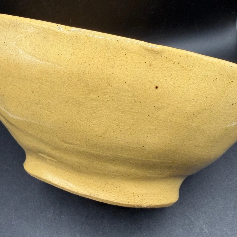 Antique Yellowware Pottery Corn Design Pudding Food Mold Farmhouse Butter Mold